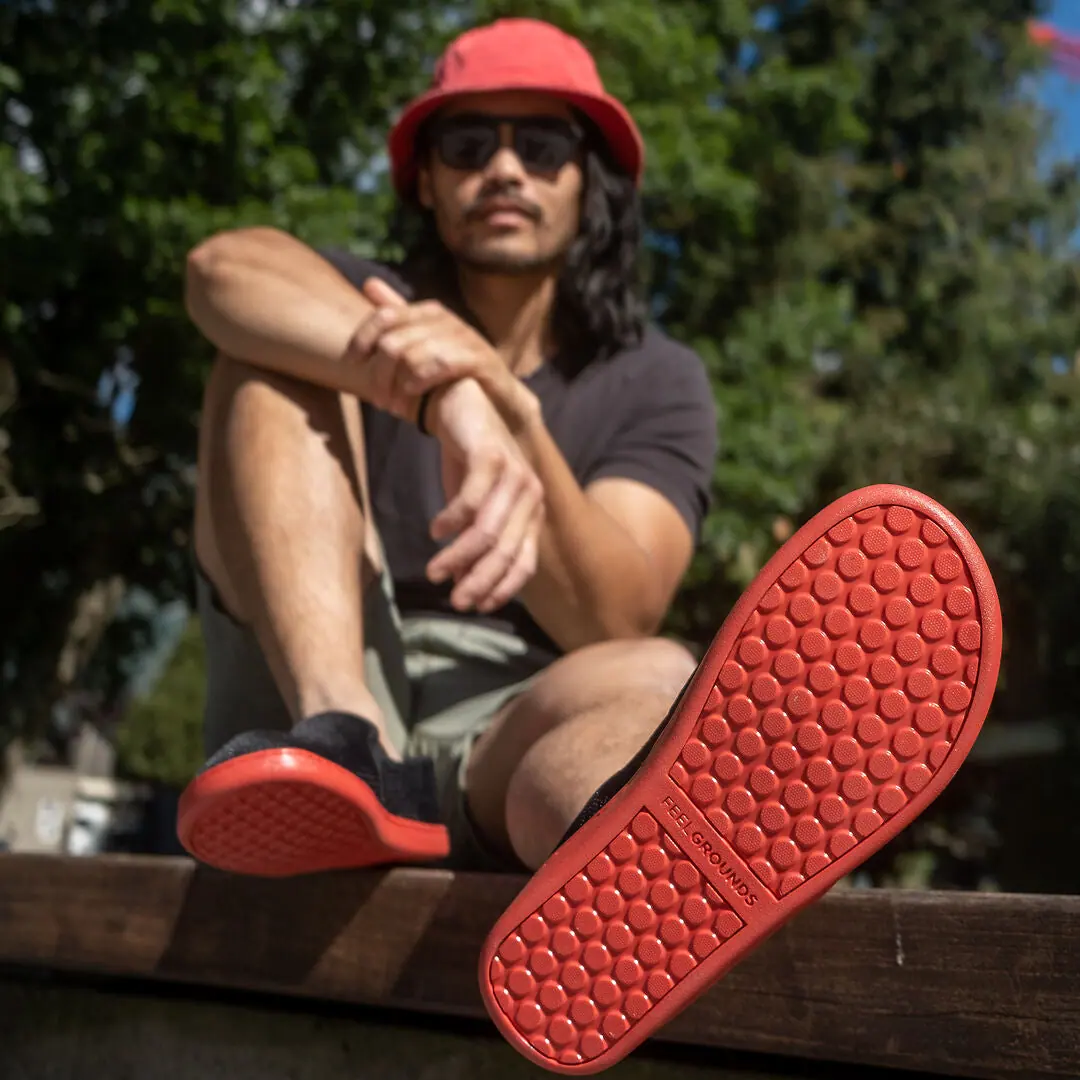 Босоногие слипоны Feelgrounds Droptop Mesh — чёрный и красный, фото 2