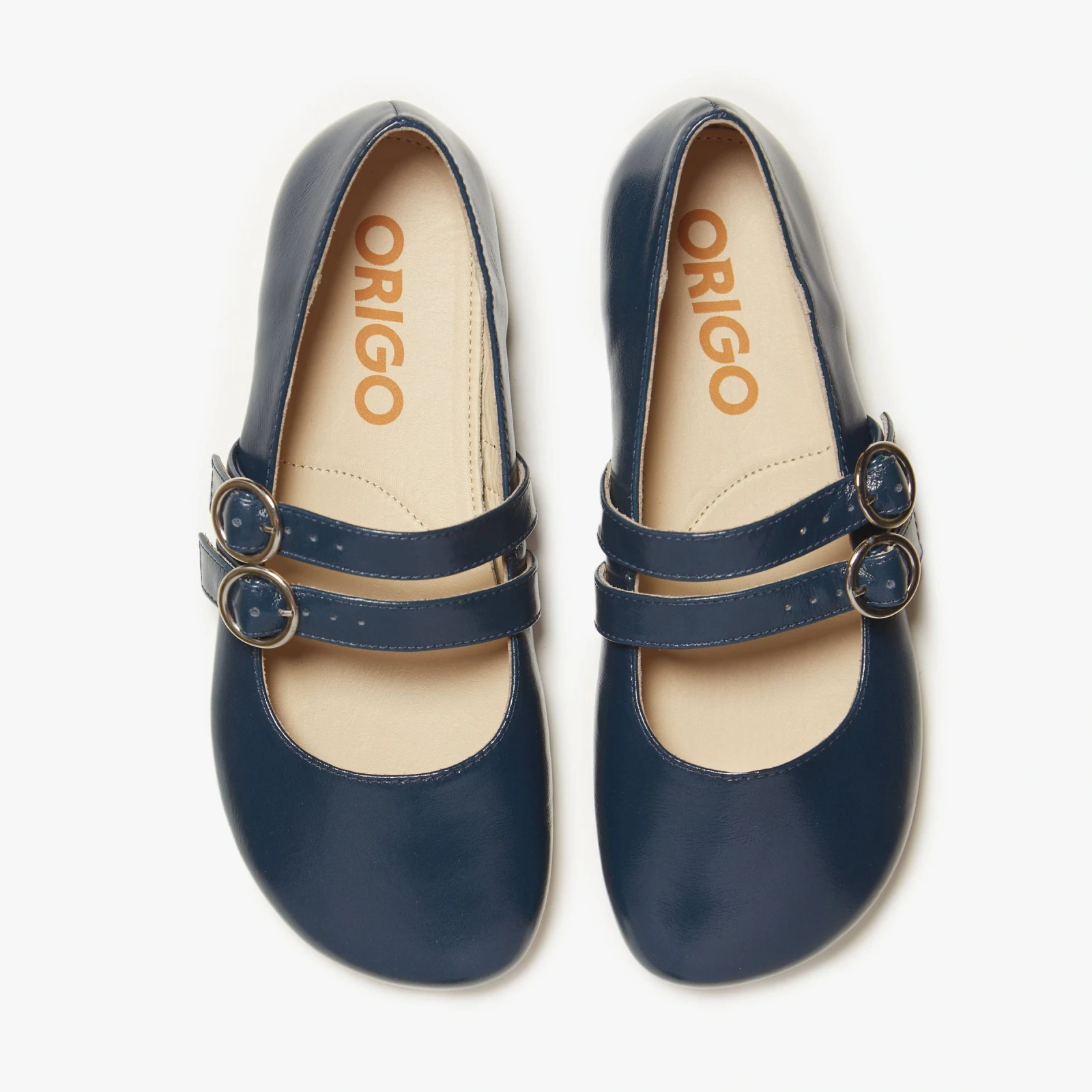 Босоногие туфли Origo Double Strap Mary Jane — лаковый сине-зелёный, фото 4