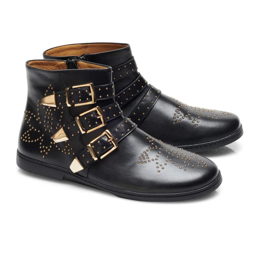 Женские ботинки ZAQQ QLANCE Black Gold (чёрные с золотистыми деталями) — фото 1 из 19